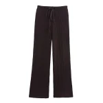 Willshela Women Fashion Texture Solid Drawstring Straight Pants Vintage High Elastic Waist Full Length Female Chic Lady Trousers - Image 6