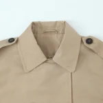 Willshela Women Fashion Khaki Double Breasted Short Trench Jacket Vintage Notched Neck Long Sleeve Female Chic Lady Coat Outfits - Image 3
