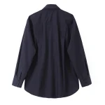 Willshela Women Fashion With Tie Navy Blue Single Breasted Blouse Vintage Lapel Neck Long Sleeves Female Chic Lady Shirts - Image 2