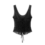 Willshela Women Fashion Solid Pleated Lace Up Slim Fitting Camis Vintage Straps V-Neck Female Chic Lady Tank Tops - Image 5