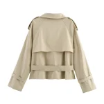 Willshela Women Fashion With Belt Khaki Double Breasted Trench Jacket Vintage Lapel Neck Long Sleeve Female Chic Coat Outfits - Image 2