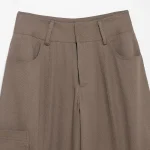 Willshela Women Fashion With Pockets Brown Front Zipper Wide Leg Cargo Pants Vintage High Waist Full Length Female Chic Trousers - Image 3