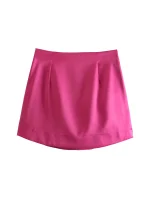 Willshela Women Fashion Purple Satin Mini Skirt High-waist Side Zipper Chic Lady Woman INS style Soft Short skirts - Image 4