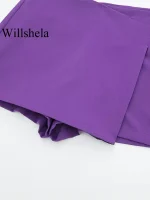 Willshela Women Fashion Solid Asymmetrical Side Zipper Skirts Shorts Vintage High Waist Female Chic Lady Shorts - Image 5