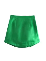 Willshela Women Fashion Purple Satin Mini Skirt High-waist Side Zipper Chic Lady Woman INS style Soft Short skirts - Image 3