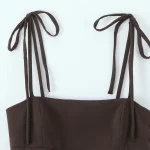 Willshela Women Fashion Brown Backless Bow Lace Up Side Zipper Camis Vintage Thin Straps Square Collar Female Chic Lady Tops - Image 3