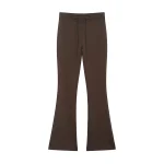 Willshela Women Fashion Solid Drawstring Flare Pants Vintage High Elastic Waist Full Length Female Chic Lady Trousers - Image 2