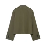 Willshela Women Fashion Solid Double Breasted Short Trench Jacket Vintage Notched Neck Long Sleeve Female Chic Lady Coat Outfits - Image 5