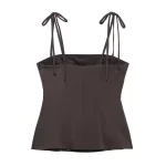 Willshela Women Fashion Brown Lace Up Backless Side Zipper Tops Vintage Thin Straps Square Collar Female Chic Lady Top - Image 2